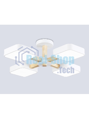 Светильник Ambrella light FL4879/4 WH/WD белый/дерево 72W 3000-6000K D610*160 (без ПДУ)