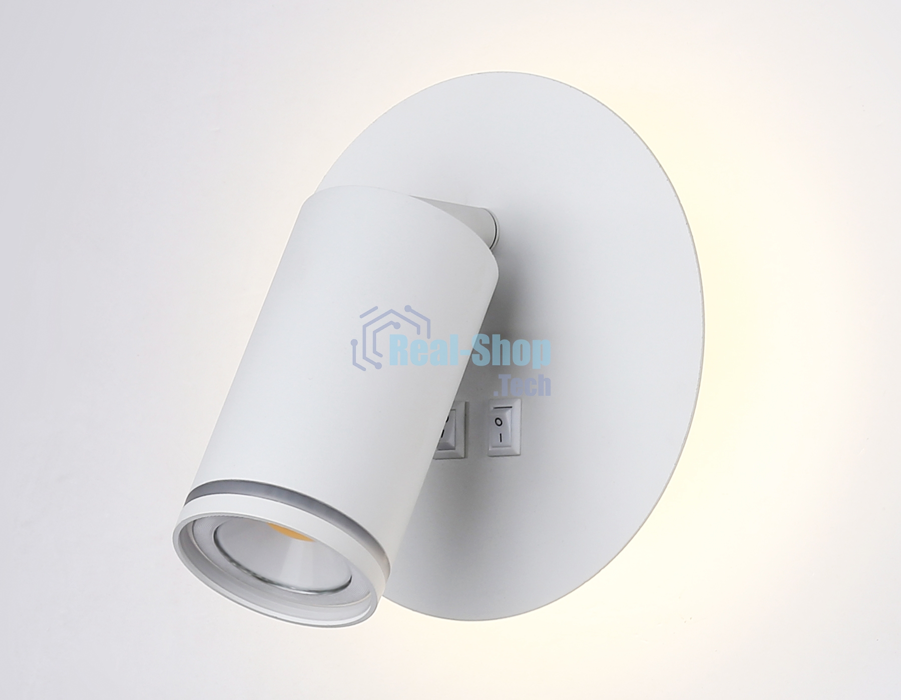 Настенный светильник с выключателем Ambrella light FW2462 WH белый GU10 max 12W+LED 4200K 7W D145*150