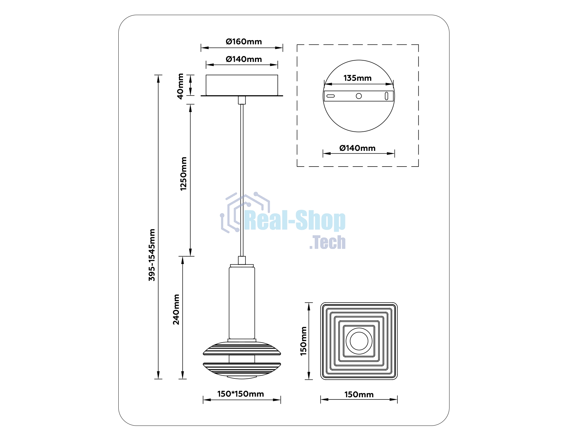 Подвесной светодиодный светильник Ambrella light LH31001 BS/TI латунь/янтарь 10W 3000K 150*150*240