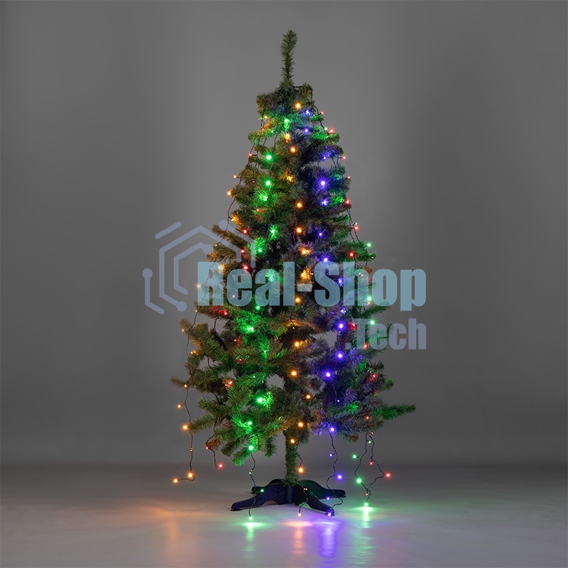 Елочная гирлянда с кольцом Neon-night, 7 нитей по 1,8 метра, цвет диодов мультиколор, не соединяется