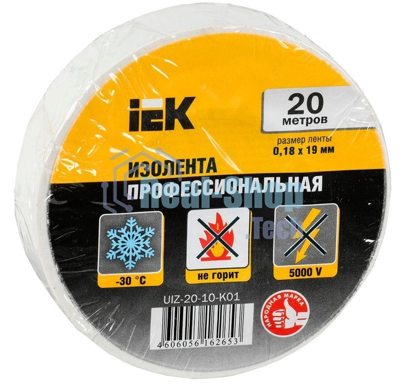 Изолента Iek UIZ-20-10-K01 0,18х19 мм белая 20 метров ИЭК
