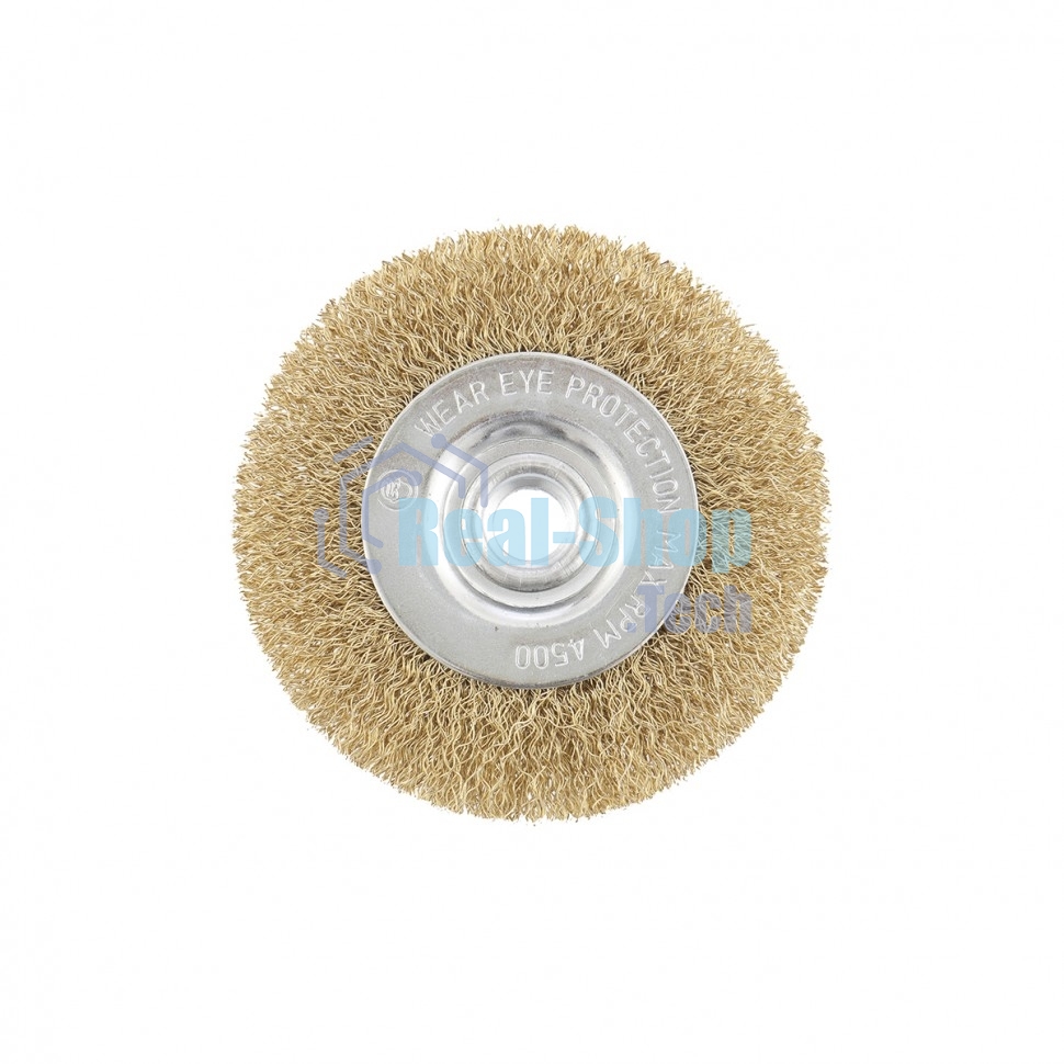 Щетка Matrix для УШМ, 100 мм, М14, плоская, латунированная витая проволока