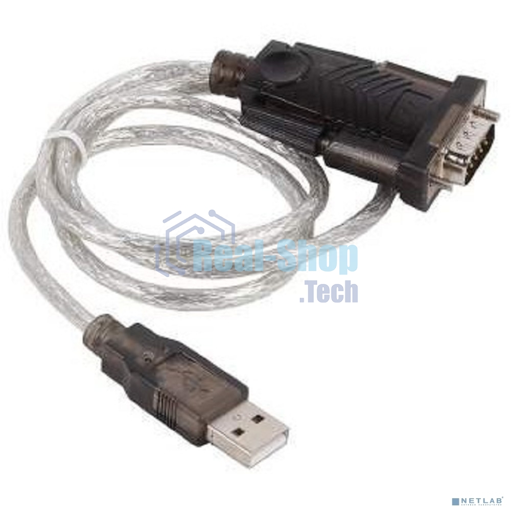 Кабель-адаптер USB AM <-> COM DB9M(RS232) Orient USS-101N18, chipset Prolific PL2303TA, поддержка Win 8/8.1, 1.8м, крепление винты