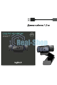 Веб-камера Logitech C920 HD Pro Webcam (Full HD 1080p/30fps, автофокус, угол обзора 78°, стереомикрофон, кабель 1.5м) (арт. 960-000998, M/N: VU0062)