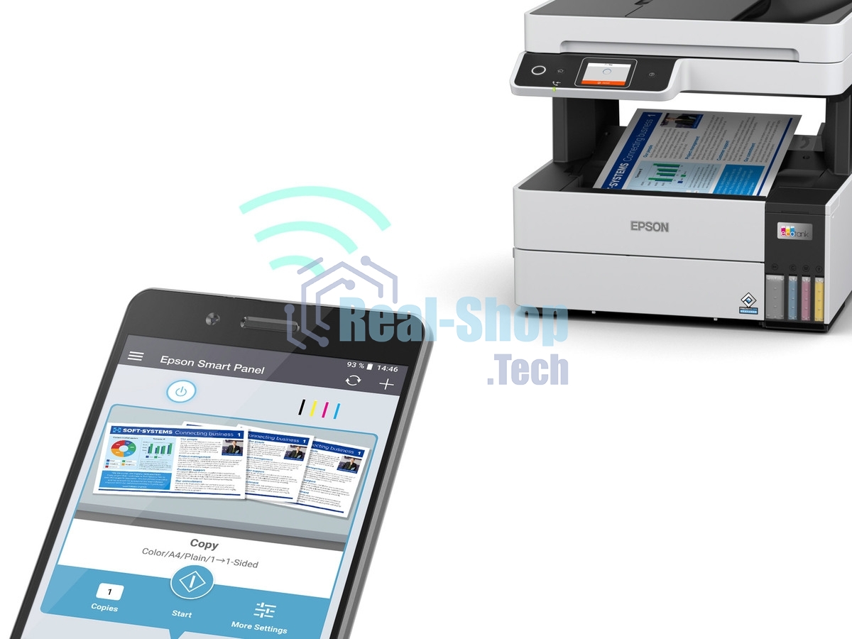 МФУ струйное Epson L6490 (C11CJ88405), A4, цветной, печ. до 17 стр/мин. (ч/б) до 9.5 стр/мин. (цвет), 1200 x 4800 dpi (печать) 1200x2400dpi (скан.), USB, RJ-45, Wi-Fi