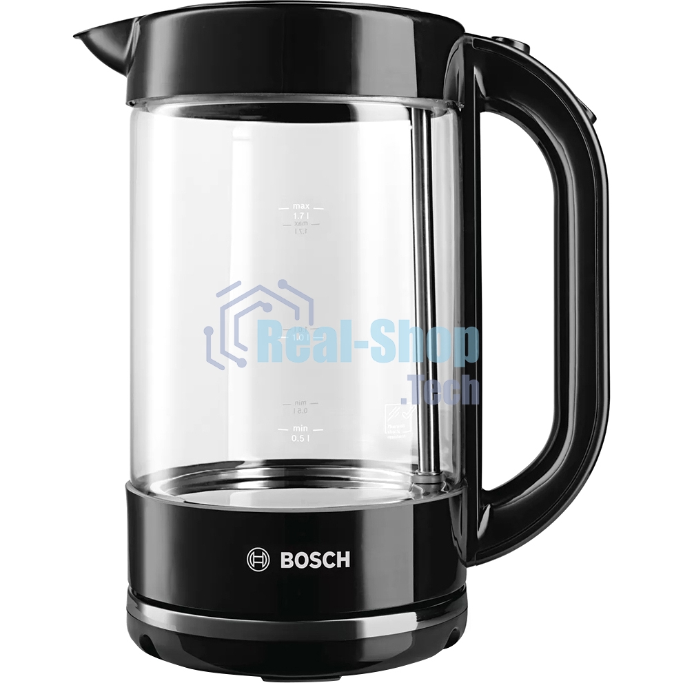 Чайник электрический Bosch TWK70B03 1.7л. 2400Вт черный (корпус: стекло)
