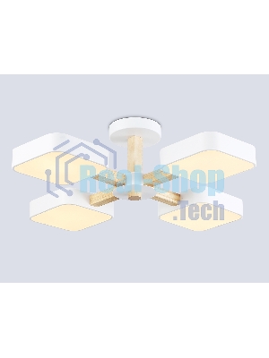 Светильник Ambrella light FL4879/4 WH/WD белый/дерево 72W 3000-6000K D610*160 (без ПДУ)