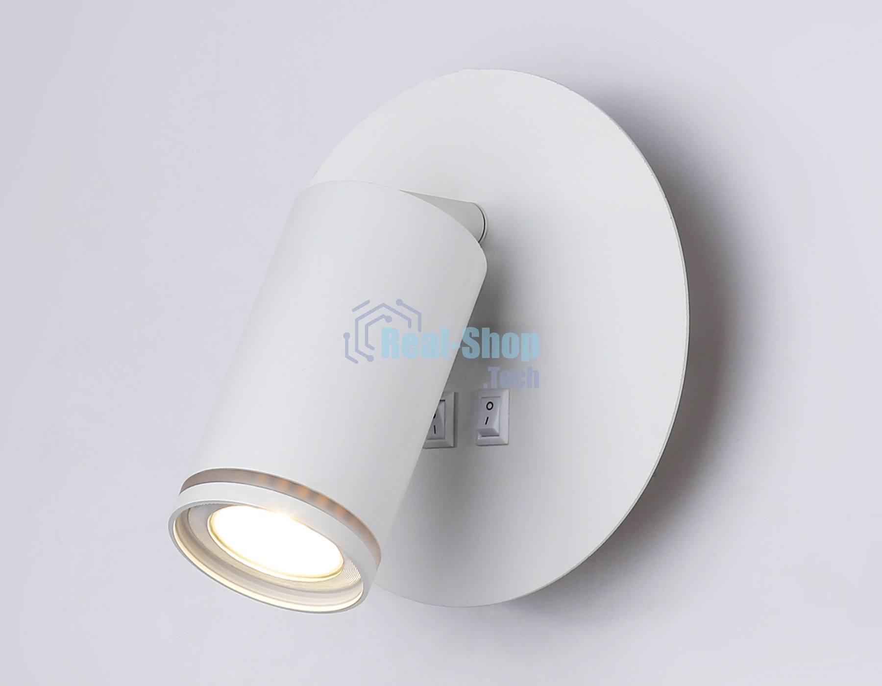 Настенный светильник с выключателем Ambrella light FW2462 WH белый GU10 max 12W+LED 4200K 7W D145*150