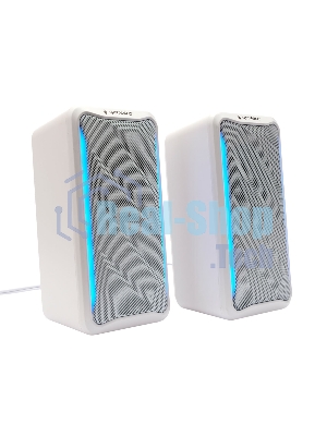 Акустическая система 2.0 Gembird SPK-305-W, 10Вт, пластик, рег.громкости, RGB подсветка, белый