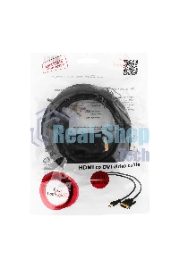 Кабель HDMI-DVI Cablexpert CC-HDMI-DVI-15, 19M/19M, single link, медь, позол.разъемы, экран, 4.5м, черный, пакет