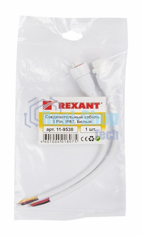 Соединительный кабель Rexant (3pin) герметичный (IP67) 3х0.5мм² белый