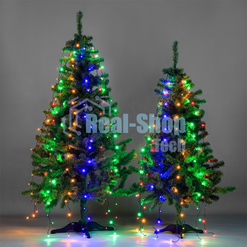 Елочная гирлянда с кольцом Neon-night, 7 нитей по 1,8 метра, цвет диодов мультиколор, не соединяется