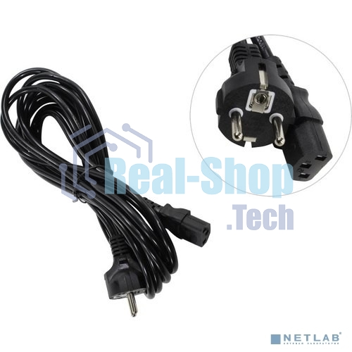 Кабель питания ExeGate Power PC-5P (Евровилка Schuko->С13) VDE-250V-3*1.0-CU, 10A, черный, 5м