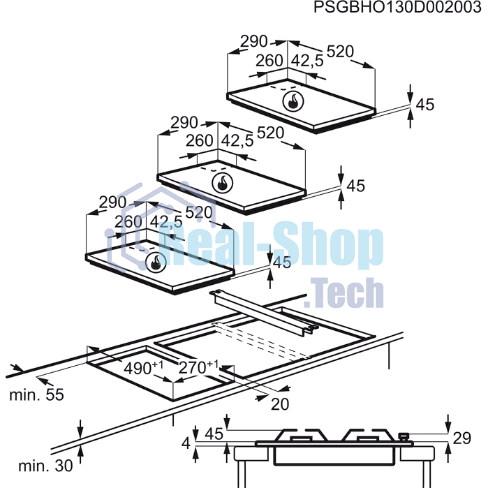 Газовая варочная панель Electrolux EGC3322NVK черный