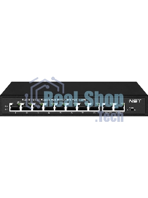 Kоммутатор Passive PoE NST NS-SW-8F2F-P/A - Fast Ethernet на 10 портов. Порты: 8 х FE (10/100 Base-T, 52V 4,5(+) 7,8(–)) совместимы с PoE (IEEE 802.3af/at), 2 x FE (10/100 Base-T) Uplink. Мощность PoE на порт - до 30W.