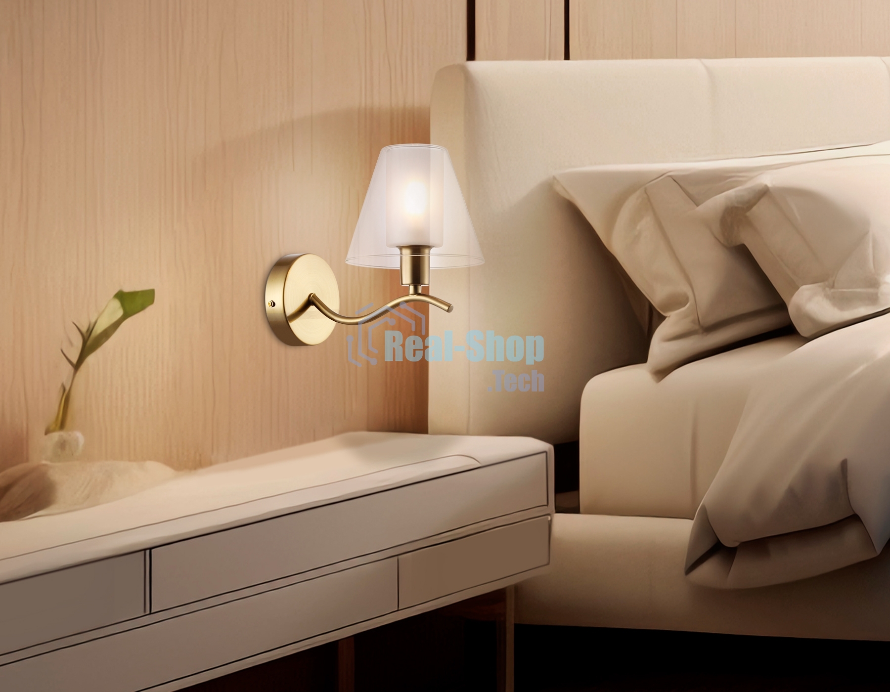 Настенный светильник Ambrella light LH57095 BS/FR латунь/белый матовый E14 max 40W 230*140*200