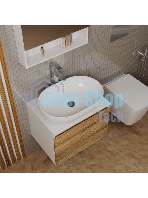 Комплект для ванной, 4 предмета (Тумба подвесная Bau Blackwood 60 + Раковина BAU 59х40 + Смеситель высокий Hotel Still, нерж. сталь, выпуск черный)