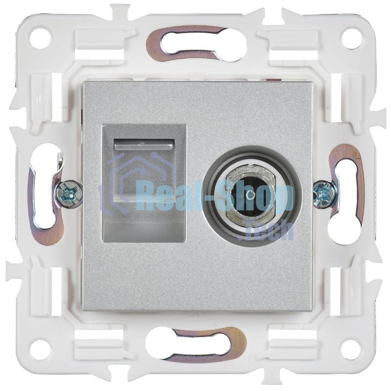 IEK SKANDY Серебряный Розетка двойная TV+RJ45 кат.5E SK-A14S