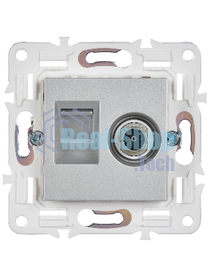 IEK SKANDY Серебряный Розетка двойная TV+RJ45 кат.5E SK-A14S