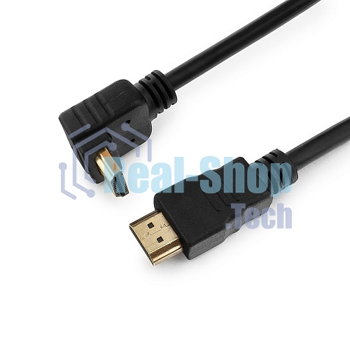 Кабель Cablexpert HDMI CC-HDMI490-10, 19M/19M, v2.0, медь, позол.разъемы, экран, угловой, 3м, черный, пакет