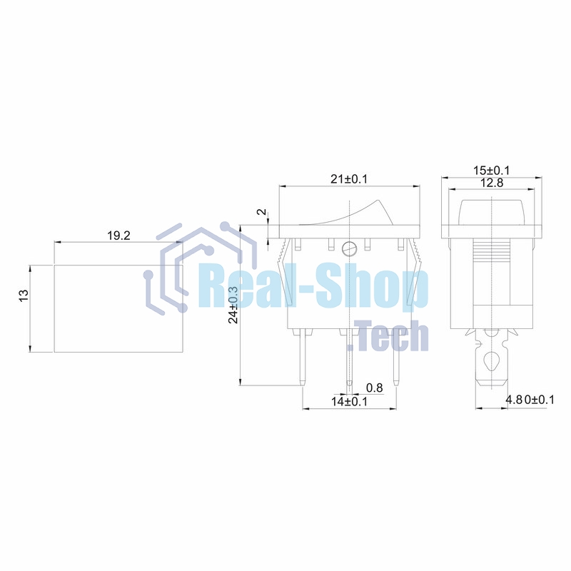 Выключатель клавишный Rexant 12V 15А (3с) ON-OFF зеленый с подсветкой Mini