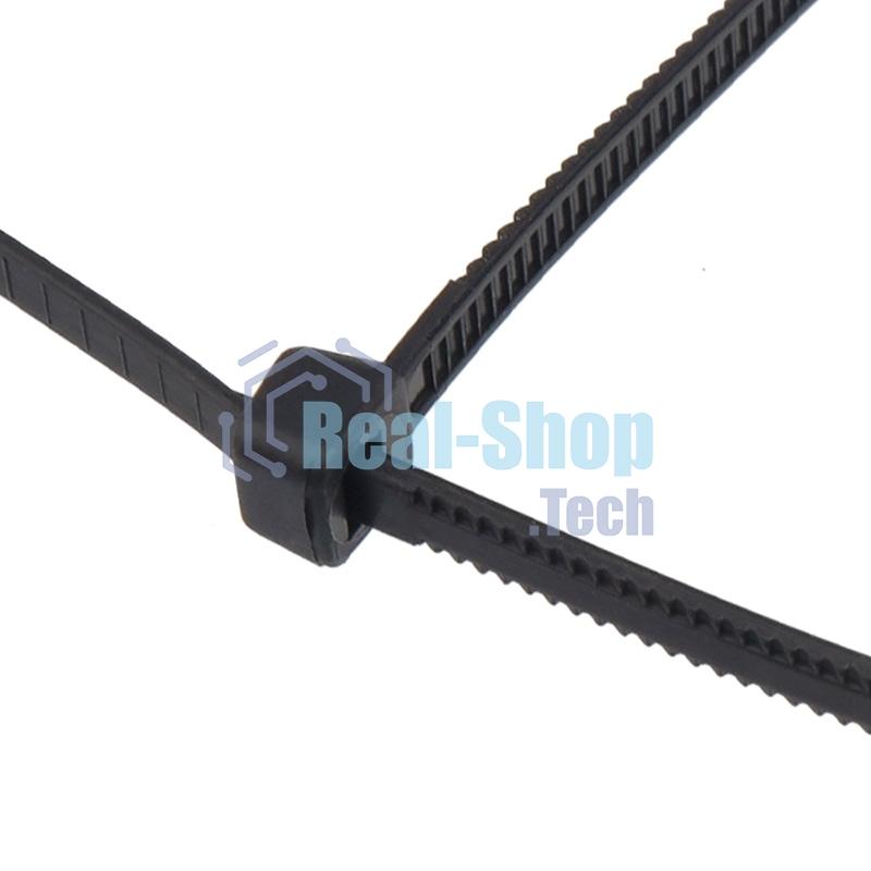 Хомут-стяжкa нейлоновая с тройным замком Rexant 400x4,8 мм, черная, упаковка 100 шт.