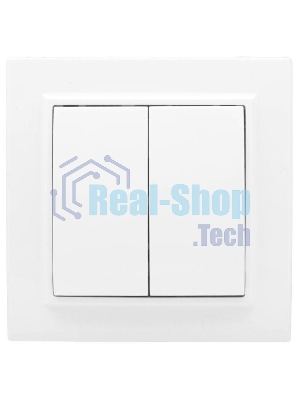 Выключатель 2-клавишный СП,10А, белый EKF Basic Минск