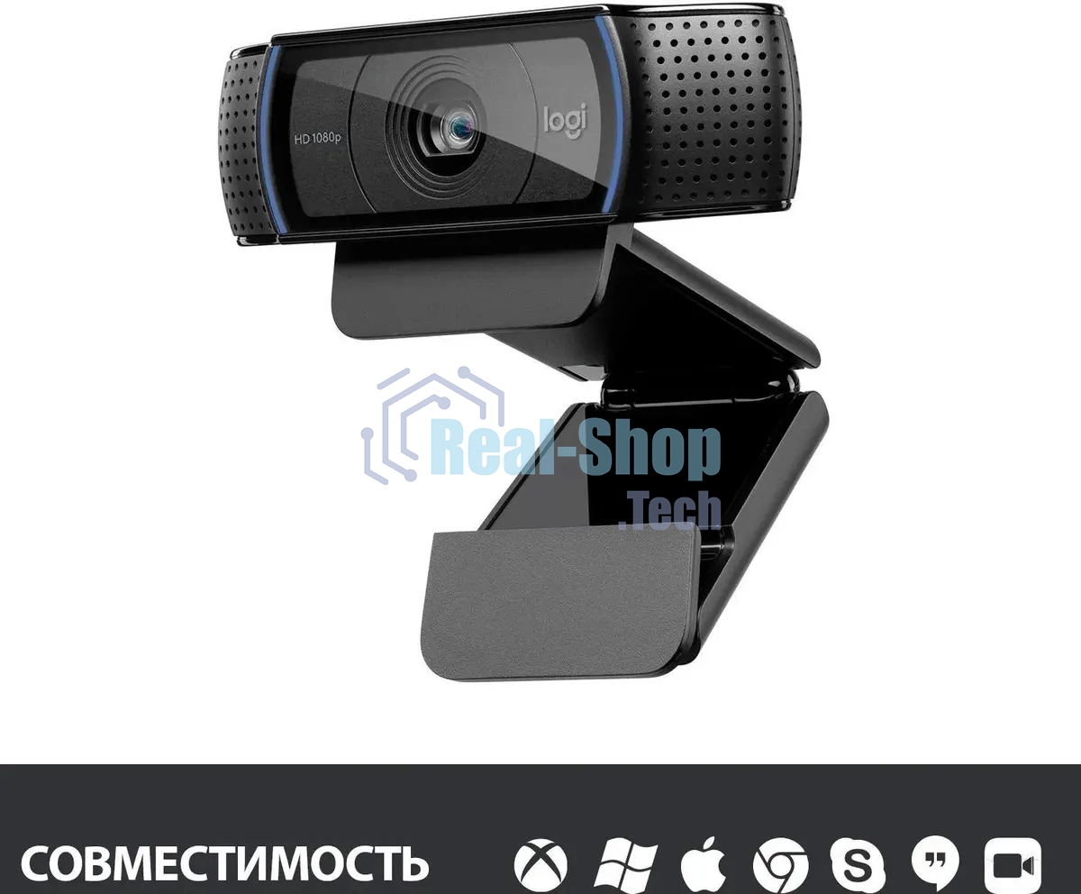 Веб-камера Logitech C920 HD Pro Webcam (Full HD 1080p/30fps, автофокус, угол обзора 78°, стереомикрофон, кабель 1.5м) (арт. 960-000998, M/N: VU0062)