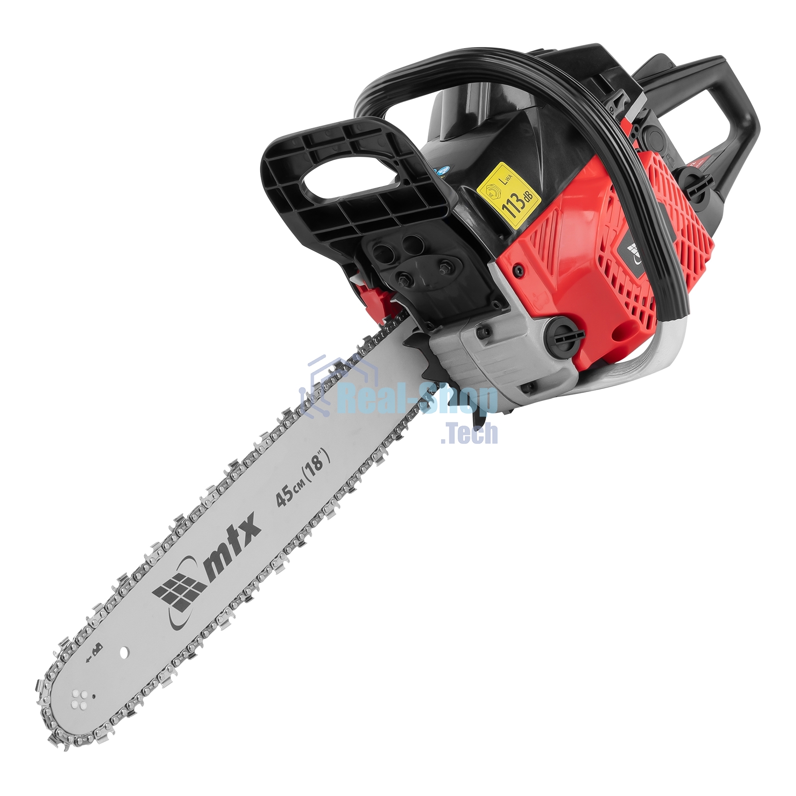 Пила цепная бензиновая MTX S-5218, шина 45 см, 52см3, 3 л.с., шаг 0,325, паз 1,5 мм, 72 зв