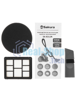 Пылесос Sakura SA-8315R красный/черный, 450/2400 Вт, уборка сухая, пылесборник контейнер 2 л