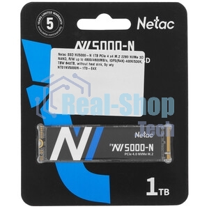 Накопитель SSD Netac NV5000, 1Tb, M.2 2280, PCIe 4.0 x4, NVMe, R/W 5000/4400, с радиатором