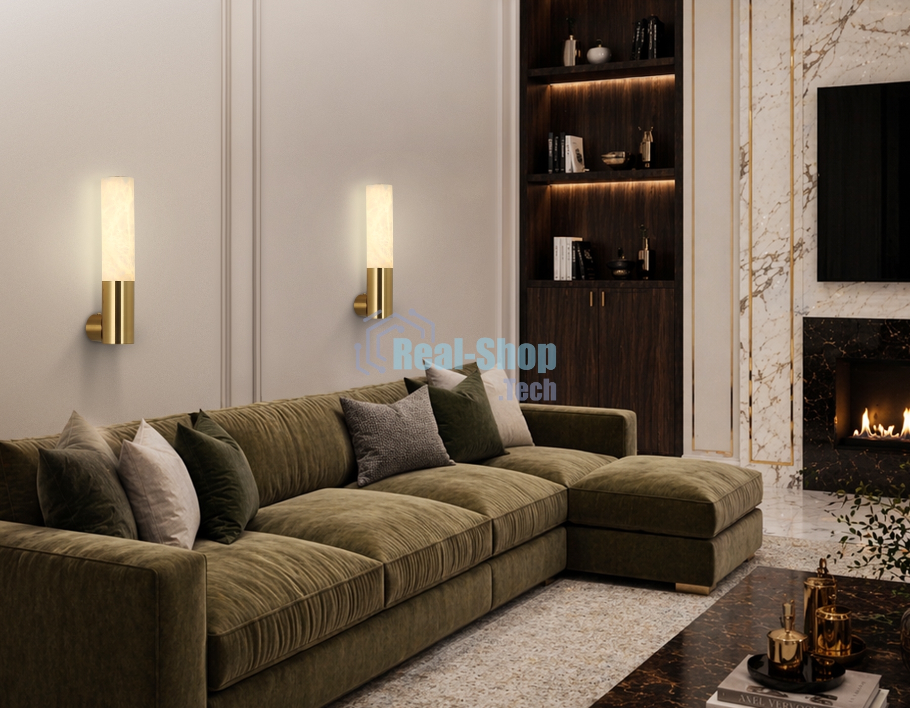 Настенный светильник Ambrella light LH53688 BS/WH латунь/белый 6W 3000K 85*60*300