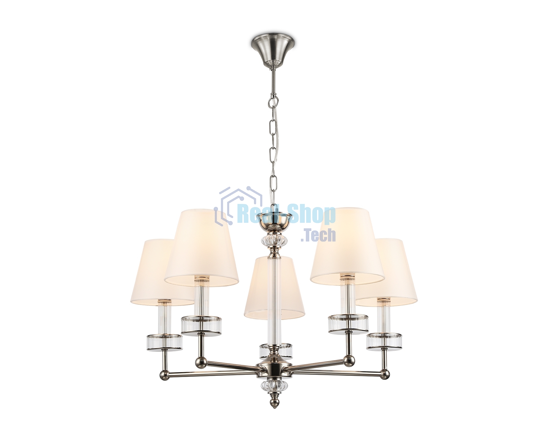 Люстра Ambrella light LH71001/5 BN/WH никель/белый E14*5 max 40W D670*1130