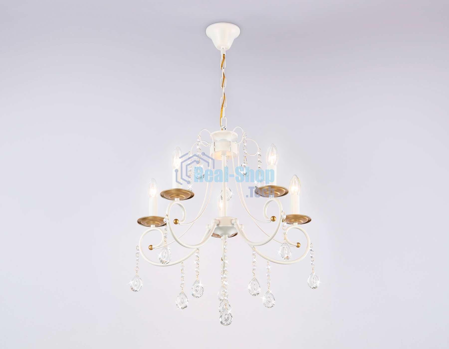 Светильник Ambrella light TR4916/5 WH/GD белый/золото E14/5 max 40W D550*860
