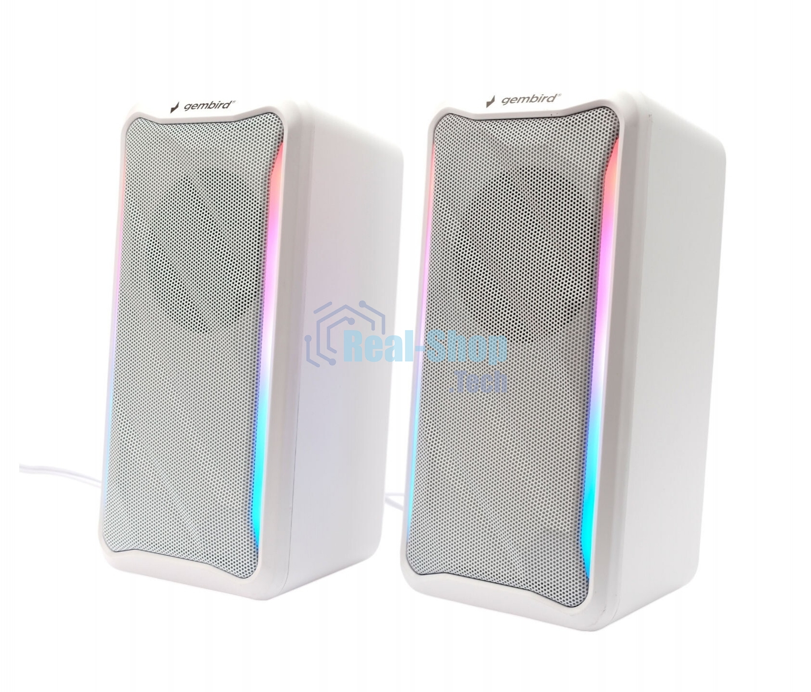 Акустическая система 2.0 Gembird SPK-305-W, 10Вт, пластик, рег.громкости, RGB подсветка, белый