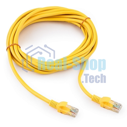 Патч-корд UTP Cablexpert cat.5e, 5м, литой, многожильный (желтый)