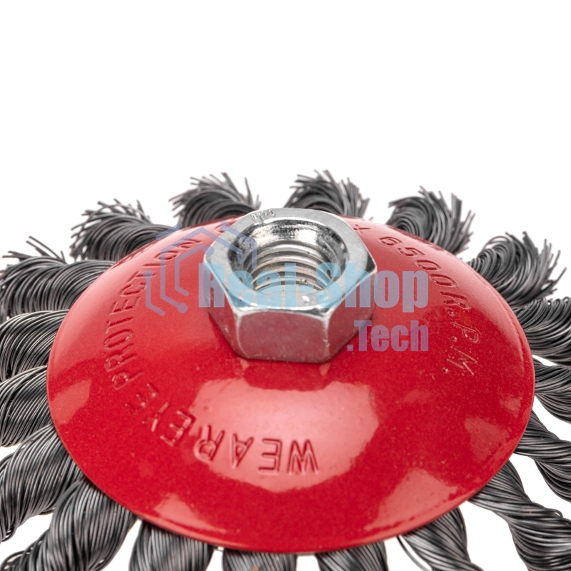 Щетка коническая для УШМ Kranz плетеные пучки стальной проволоки 115 М14