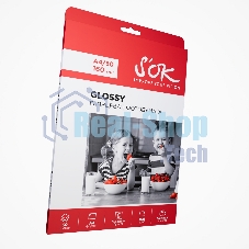 Фотобумага S'OK глянцевая, формат А4, плотность 160г/м2, 50 листов SA4160050G
