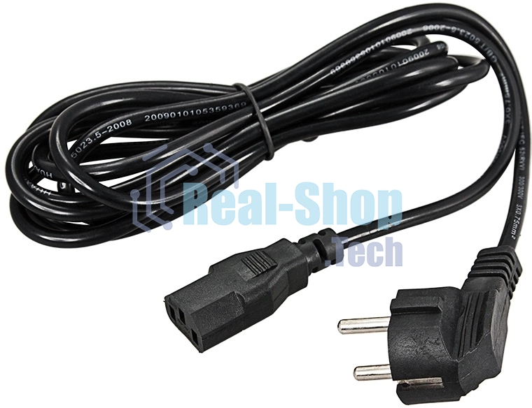 Шнур сетевой Rexant евровилка угловая - евроразъем С13, кабель 3x0,75 мм², длина 1,8 м. (PVC пакет)