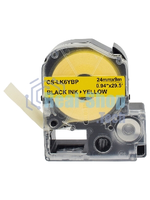 Картридж ленточный Cactus CS-LK6YBP черный шрифт, желтый фон (24 мм, 9 м) для Epson LW700/LW600P/LW1000P/Z700/Z900