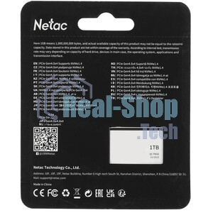 Накопитель SSD Netac NV5000, 1Tb, M.2 2280, PCIe 4.0 x4, NVMe, R/W 5000/4400, с радиатором