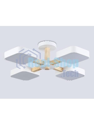 Светильник Ambrella light FL4879/4 WH/WD белый/дерево 72W 3000-6000K D610*160 (без ПДУ)
