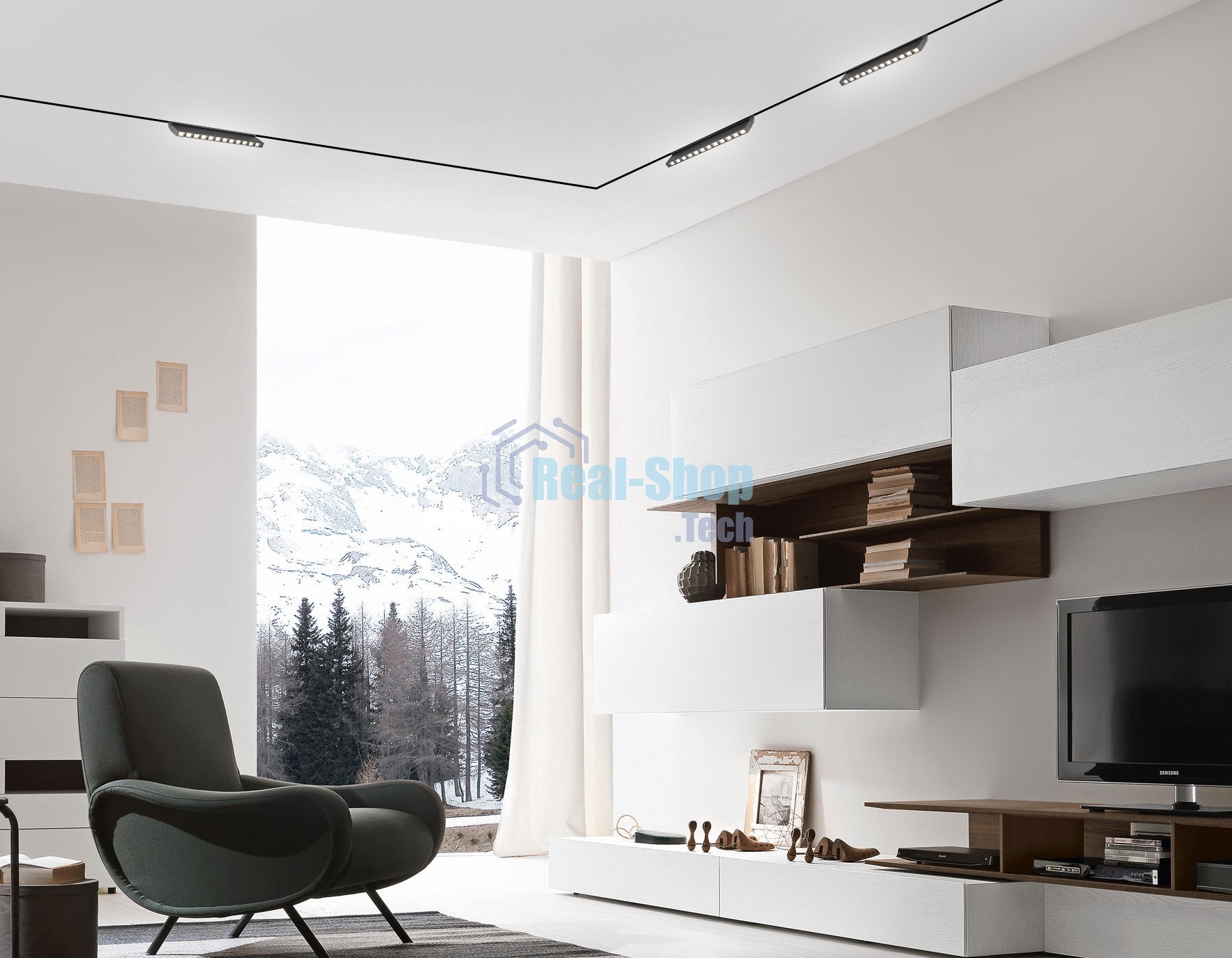 Трековый светильник GL2360 BK черный IP20 10W 3CCT 3000-6400K 48V 200*10*73