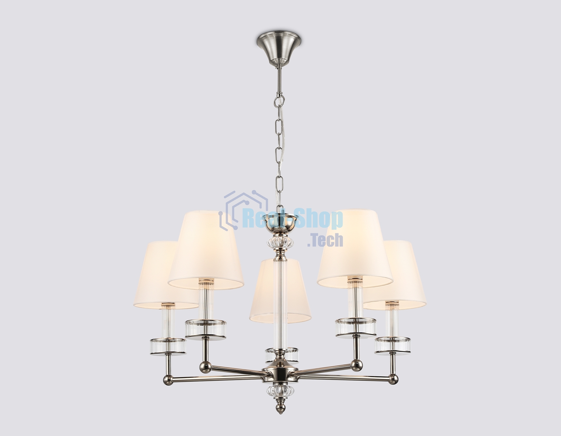 Люстра Ambrella light LH71001/5 BN/WH никель/белый E14*5 max 40W D670*1130