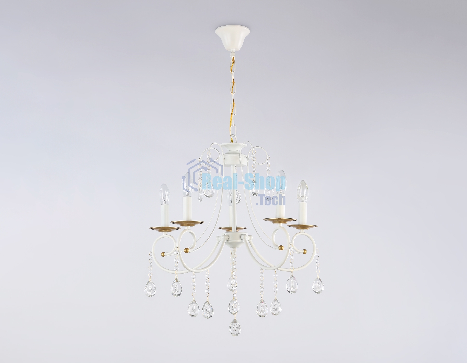 Светильник Ambrella light TR4916/5 WH/GD белый/золото E14/5 max 40W D550*860