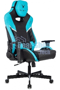 Кресло игровое Knight Thunder 5X черный/голубой эко.кожа крестов. металл