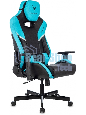 Кресло Knight Thunder 5X черный/голубой, экокожа, 120 кг, механизм качания