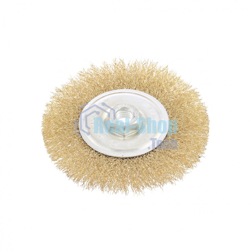 Щетка Matrix для УШМ, 125 мм, М14, плоская, латунированная витая проволока