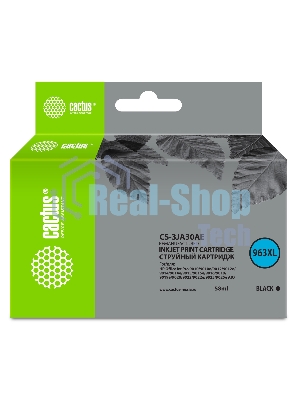 Картридж струйный Cactus CS-3JA30AE 963XL (есть ограничения по прошивке) черный (58 мл) для HP OfficeJet Pro 9010/9010e/9012/9014/9015/9016/9019