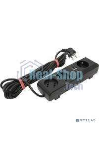 Сетевой фильтр Surge protector Pilot 3G 3xGP euro outlets, 10А/2.2 кВа, 2xUSB, 7m, черный